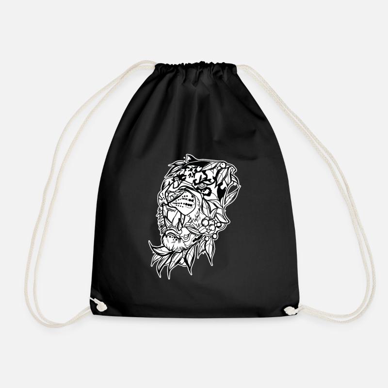 Tigerkopf // Illustration - Turnbeutel - Schwarz