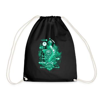 Machine à vapeur Steampunk avec horlogerie et technologie - Sac de sport léger - noir - Devant