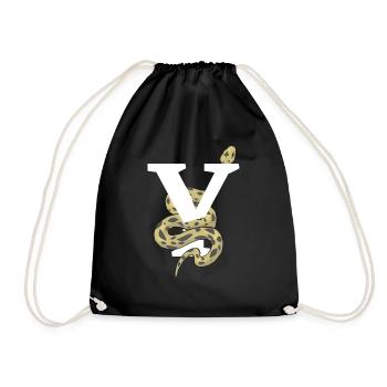 Letter and snake - Drawstring Bag - black - Front