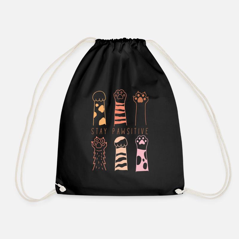 stay positive pawsitive - Drawstring Bag - black