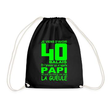 40 ans / anniversaire 40 ans / cadeaux 40 ans - Sac de sport léger - noir - Devant