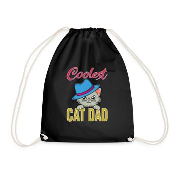 Coolest cat dad - Drawstring Bag - black - Front