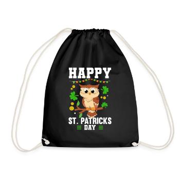 Birds Of Prey Ornithologist Owl Happy St. Patricks - Turnbeutel - Schwarz - Vorne