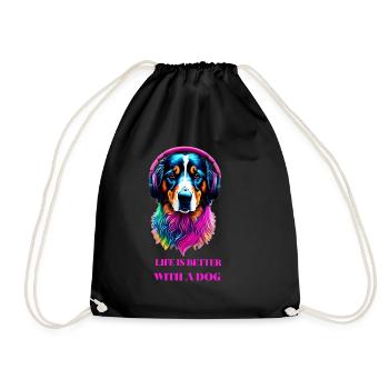 Life is Better with a Dog - Drawstring Bag - black - Front