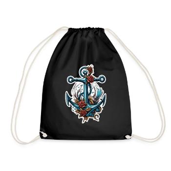 Anchor / Ahoy / Boat / Ship / Water / Sea / Lake - Drawstring Bag - black - Front
