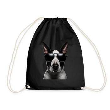 Bull Terrier Cool - Bull Terrier Dog - Drawstring Bag - black - Front