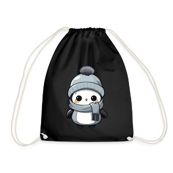 Penguin Winter Animal Cute Comic - Drawstring Bag - black - Front