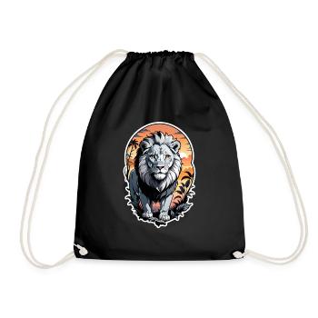 Lion, Lion Cub and Jungle - Drawstring Bag - black - Front