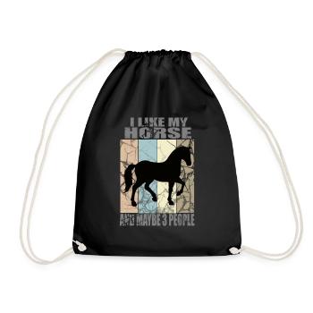i like horse and maybe 3 people - Drawstring Bag - black - Front