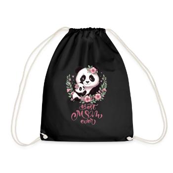Best Mom Ever Panda Lover Floral Wreath I Mom - Turnbeutel - Schwarz - Vorne