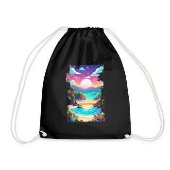 plage vacances soleil mer - Sac de sport léger - noir - Devant