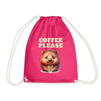 Wombat Coffee Lover - Muntermacher - Turnbeutel - Fuchsia - Vorne