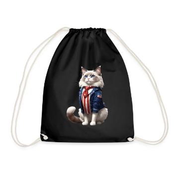 ragdoll chat aux couleurs américaines, le 4 juillet - Sac de sport léger - noir - Devant