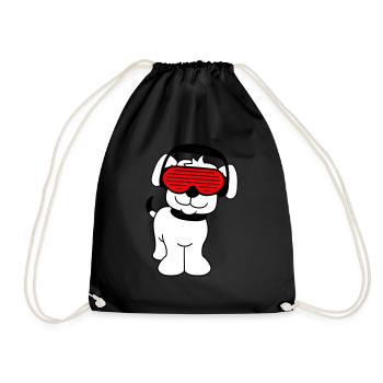 Cool Mignon DJ Chien Animal de compagnie Chiot Musique de fête - Sac de sport léger - noir - Devant