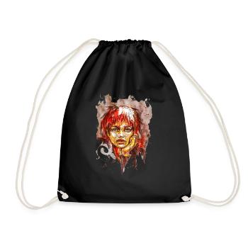 Croquis aquarelle femme visage carographique VÉRONIQUE - Sac de sport léger - noir - Devant