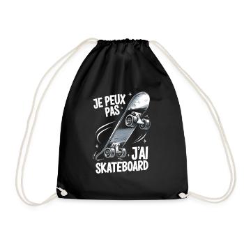Je peux pas j'ai skateboard - Sac de sport léger - noir - Devant