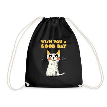 Wish you a good day, Cat - Turnbeutel - Schwarz - Vorne
