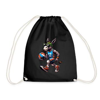 Cooler Volleyball-Esel Mit Stil - Turnbeutel - Schwarz - Vorne