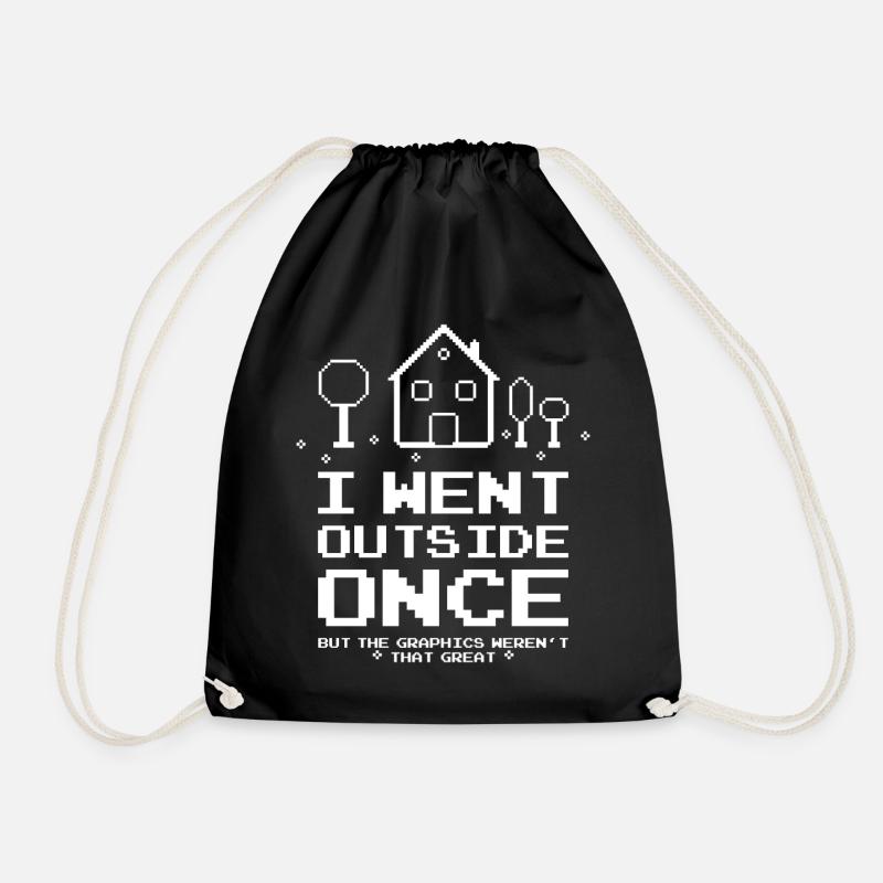 I Went Outside Once Gaming Funny - Turnbeutel - Schwarz