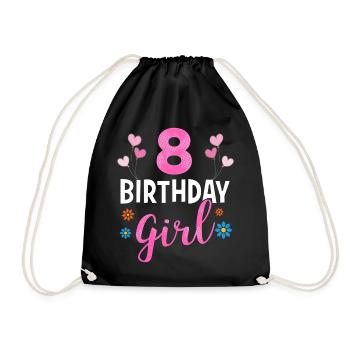 Fille d'anniversaire - 8 ans - Sac de sport léger - noir - Devant