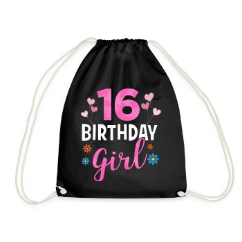 Fille d'anniversaire - 16 ans - Sac de sport léger - noir - Devant