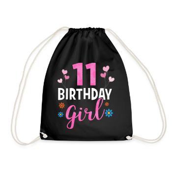 Birthday Girl - 11 years old - Drawstring Bag - black - Front