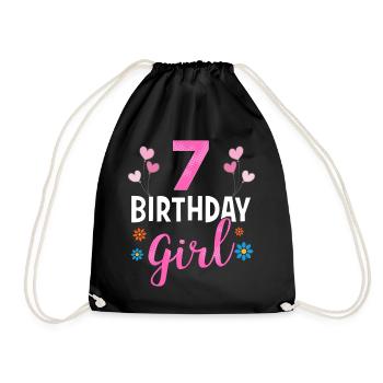 Fille d'anniversaire - 7 ans - Sac de sport léger - noir - Devant