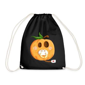 Baby Kürbis Bauch I Schwangerschaft I Geschenk - Turnbeutel - Schwarz - Vorne