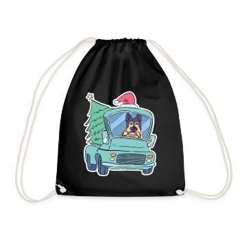 Christmas german shepherd christmas tree - Drawstring Bag - black - Front
