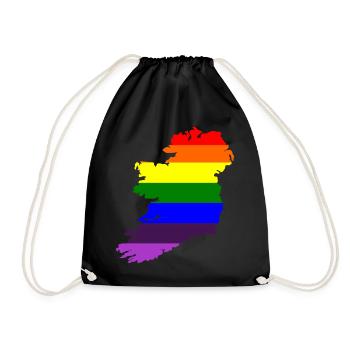 Gay Pride Ireland Irish Rainbow Flag - Drawstring Bag - black - Front