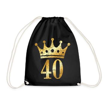 40. Geburtstag Krone (Vintage Goldgelb) - Turnbeutel - Schwarz - Vorne