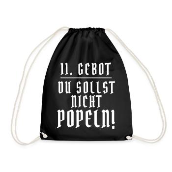 11. Gebot DU SOLLST NICHT POPELN Spruch lustig - Turnbeutel - Schwarz - Vorne