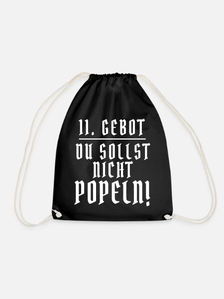 11. Gebot DU SOLLST NICHT POPELN Spruch lustig - Turnbeutel - Schwarz