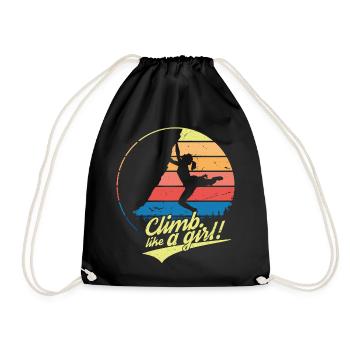 Climb Like A Girl | Climbing saying for women - Drawstring Bag - black - Front