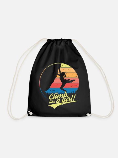 Climb Like A Girl | Climbing saying for women - Drawstring Bag - black
