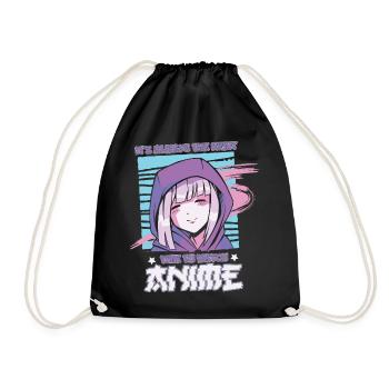 Anime Binge Watching Memes - Drawstring Bag - black - Front