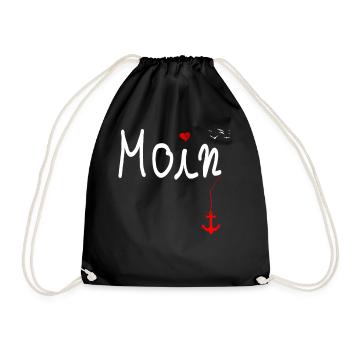 Moin Begrüßung Norddeutschland Super Geschenkidee - Turnbeutel - Schwarz - Vorne