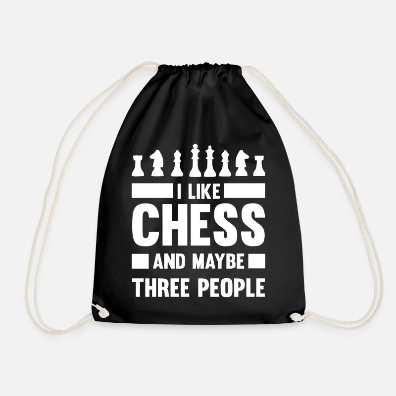 I like chess and maybe three people - Turnbeutel - Schwarz