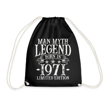 Born 1971 Man Myth Legend 51 Birthday - Drawstring Bag - black - Front