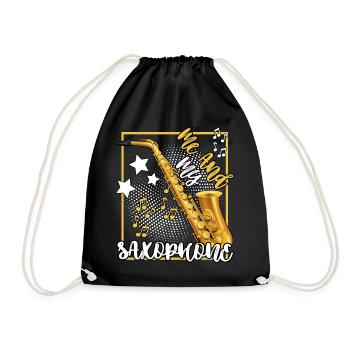 saxophone player according to baritone legend music jazz - Drawstring Bag - black - Front