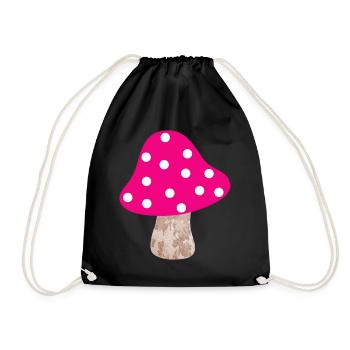 Pilz pink Punkte Dots Glück Kinderzimmer Wald - Turnbeutel - Schwarz - Vorne