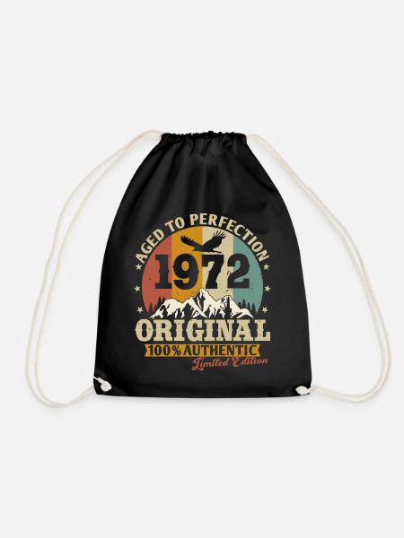 Jahrgang 1972 Vintage Geburtstag Retro Geschenk - Turnbeutel - Schwarz