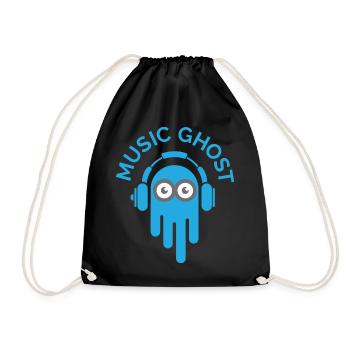 music ghost icon logo icon funny ghost music - Drawstring Bag - black - Front