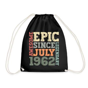 July 1962 Vintage Vintage Birthday Gift - Drawstring Bag - black - Front