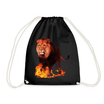 Animal sauvage lion en feu - Sac de sport léger - noir - Devant