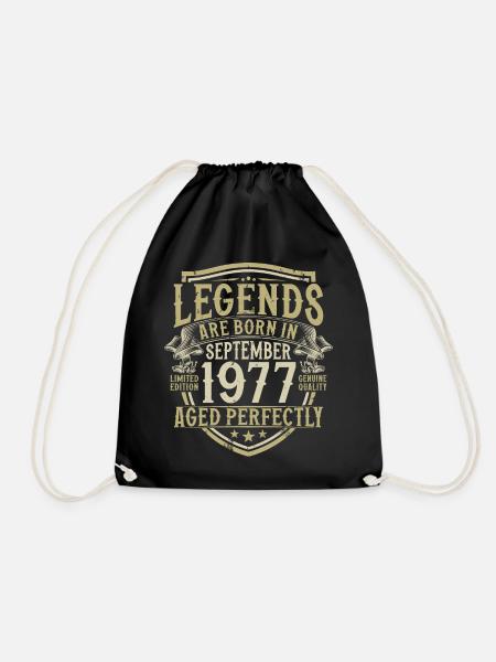 September 1977 Vintage Vintage Retro Birthday - Drawstring Bag - black