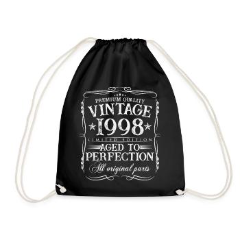 1998 vintage vintage 25 years birthday gift - Drawstring Bag - black - Front