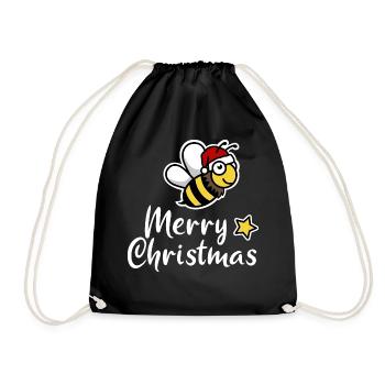 Christmas Bee merry Christmas Santa Claus - Drawstring Bag - black - Front