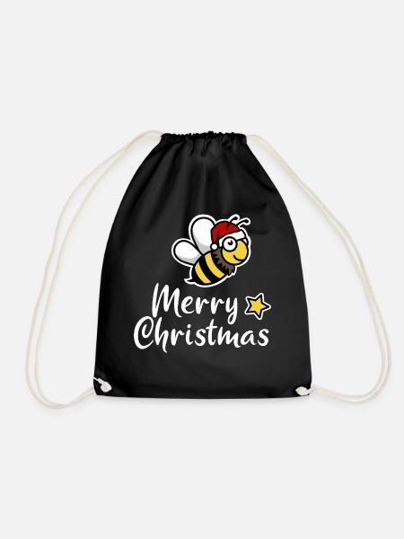 Weihnachten Biene merry christmas Weihnachtsmann - Turnbeutel - Schwarz