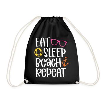 Eat Sleep Beach Repeat - Drawstring Bag - black - Front